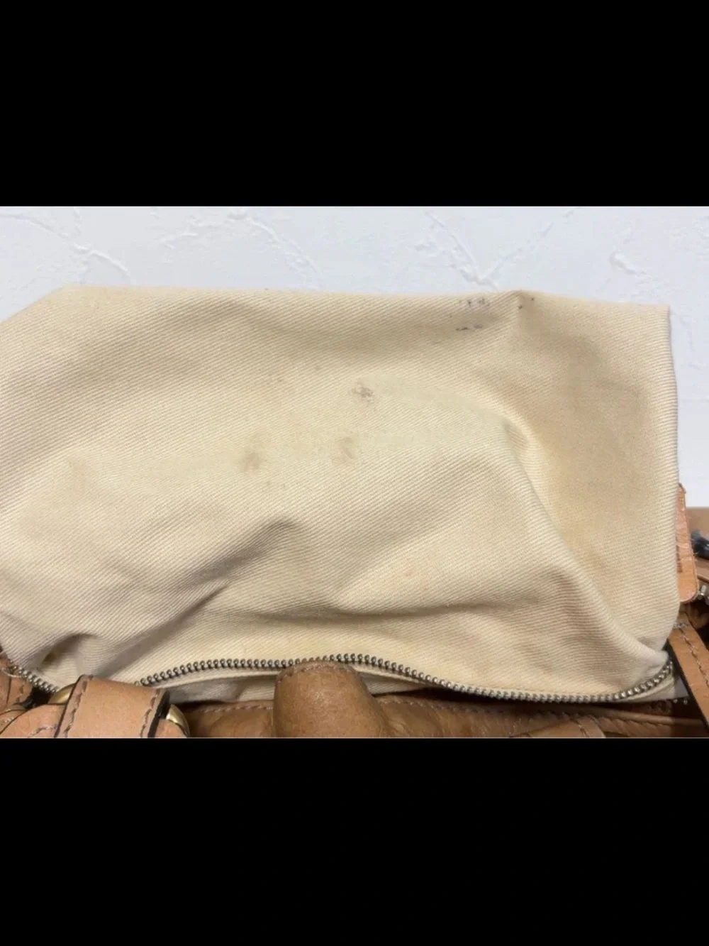 Chloe Tan Leather Satchel with Gold Padlock and Charm